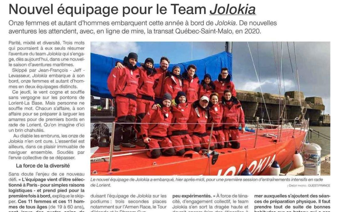 Ouest-france, 9 mars, « Nouvel équipage pour le Team Jolokia »